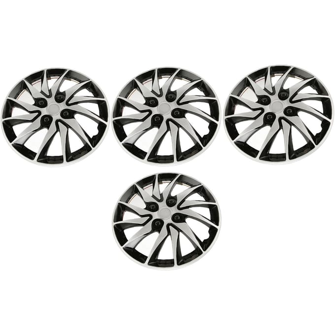 4 Stuks Wielen Velgdeksel Zilver Zwart Hoge Bescherming Stijlvol Stevig 14 Inch Naafkap Wieldeksels voor black