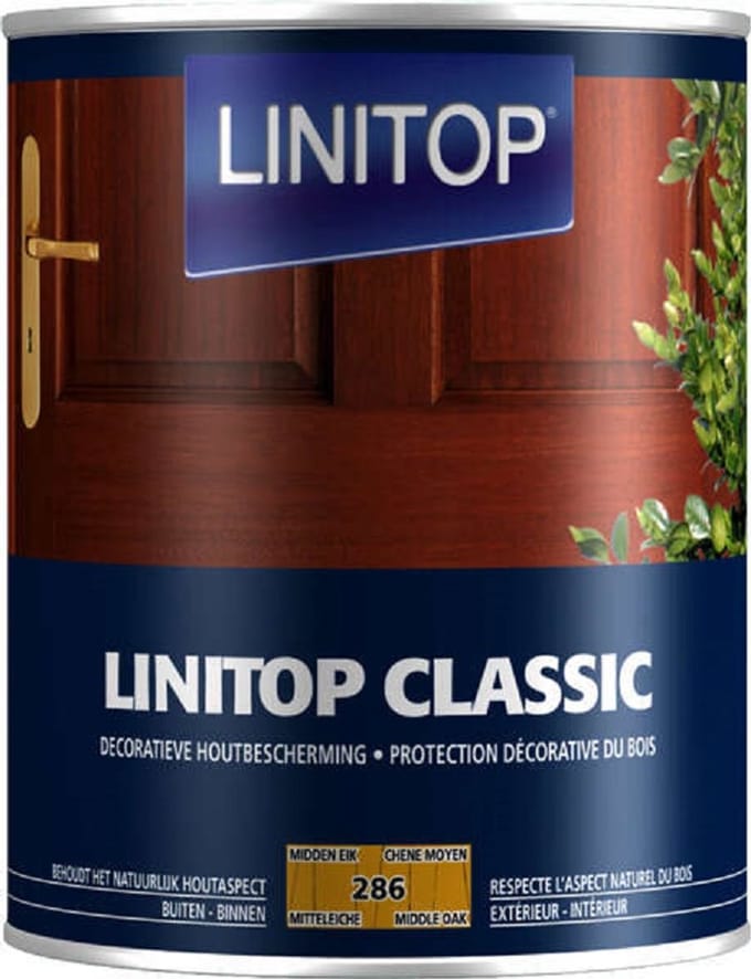Linitop Classic - Beits - Decoratieve beschermende beits  - Midden Eik - 286  - 1 L
