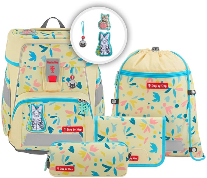 Step by Step schooltas Space Schulranzen-Set 5-delig Cat Lilly Lichtgeel
