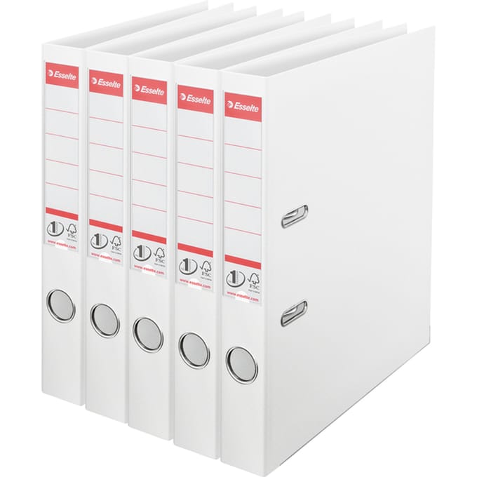 Esselte Nr.1 Vivida Ordner - Rugbreedte van 50mm - Voordeelverpakking (5 stuks) - Wit