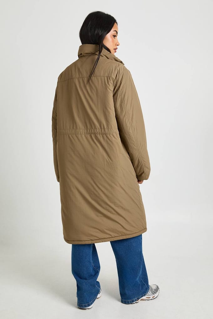 boohoo Getailleerde Lange Parka | Light Brown | Maat: 10