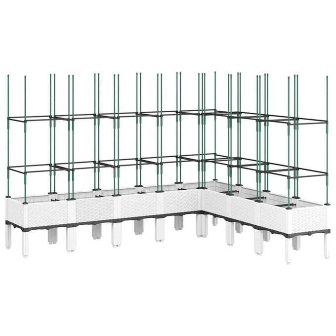 vidaXL - Plantenbak - met - latwerk - 200x160x142,5 - cm - polypropeen - wit