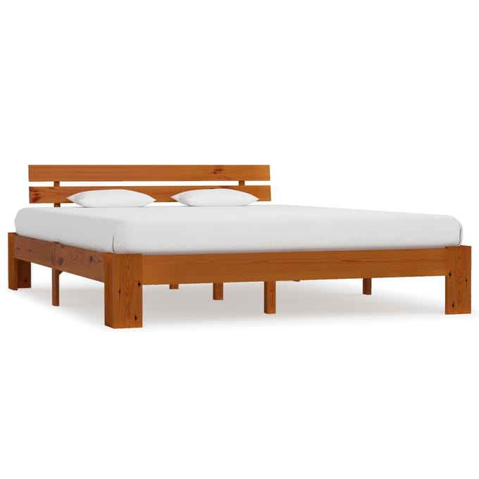 vidaXL - Bedframe - massief - grenenhout - honingbruin - 180x200 - cm