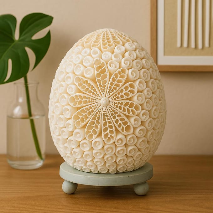Boho schelplamp - Ovaal van uitgesneden kunstschelp - 15 cm