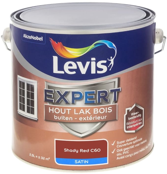 Levis - Expert Hout Lak Buiten Satin Mix - Shady Red C60 - Mengverf - 2,5 L