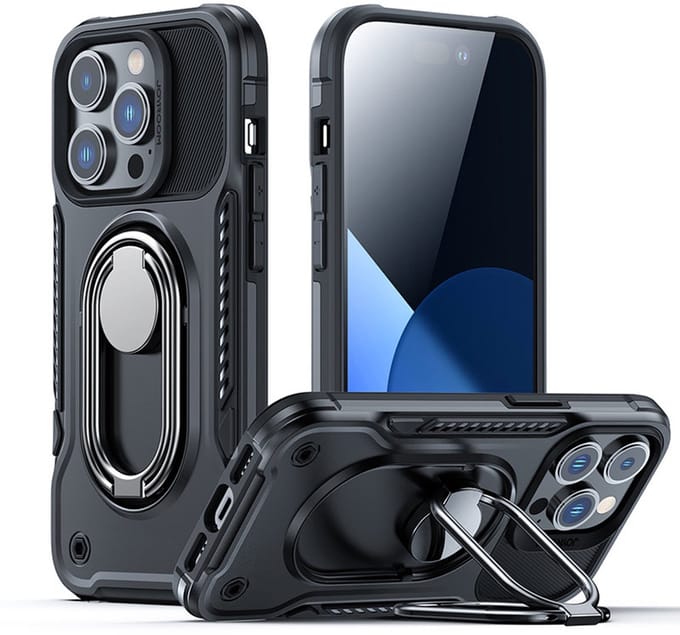 Joyroom Dual Hinge - Hoesje voor iPhone 14 Pro - Zwart - TPU - PC