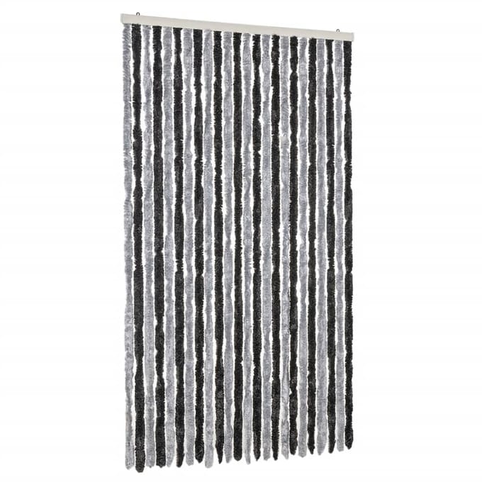 vidaXL - Vliegengordijn - 100x230 - cm - chenille - grijs - en - zwart