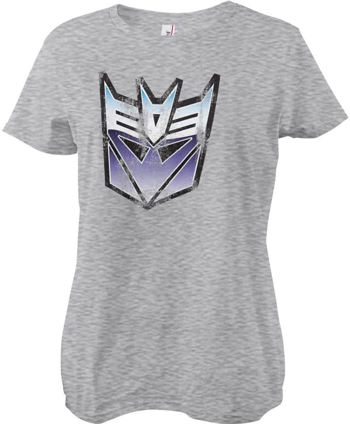 Transformers Distressed Decepticon Shield Girly T-shirt Dames T-shirt Heathergrey
