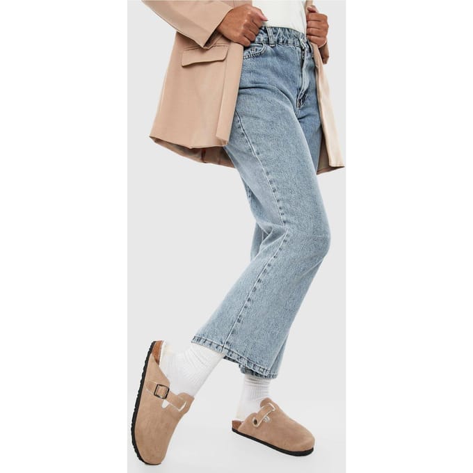 boohoo Dames Fur Lined Closed Toe Clog | Taupe | Maat: 36