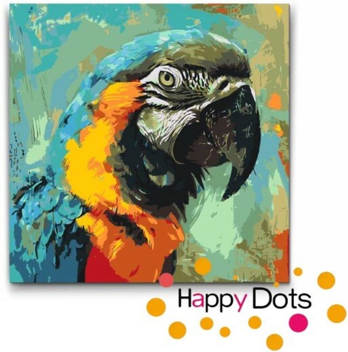 Schilderen op nummer Portret Papegaai 50x50cm (HappyDots)