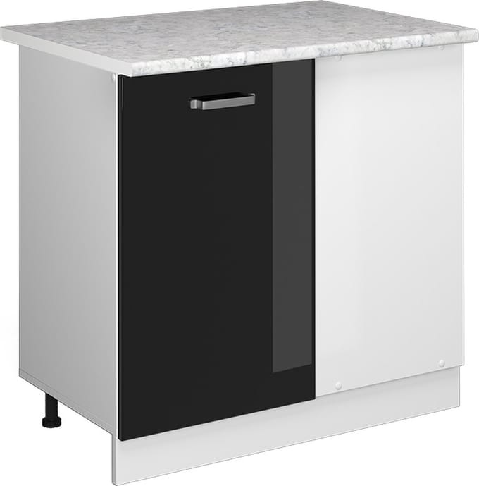 Vicco R-Line Hoekkast – 86 cm, WB Marmer Zwart hoogglans