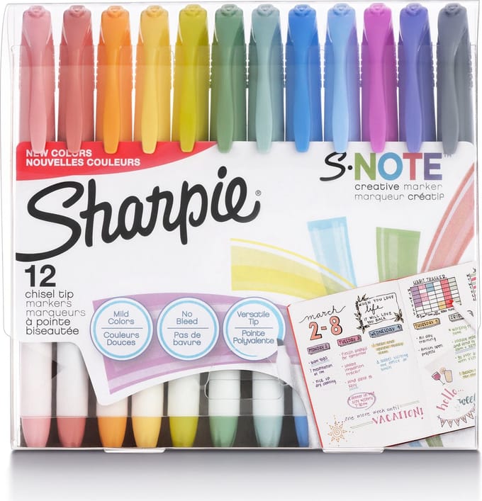 Sharpie - S-Note Markeerstiften met chisel tip - 12 stuks