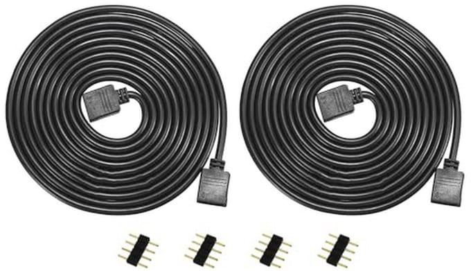 4-Polige RGB Ledstrip Verlengkabel - 5 meter Zwart (2 Stuks)
