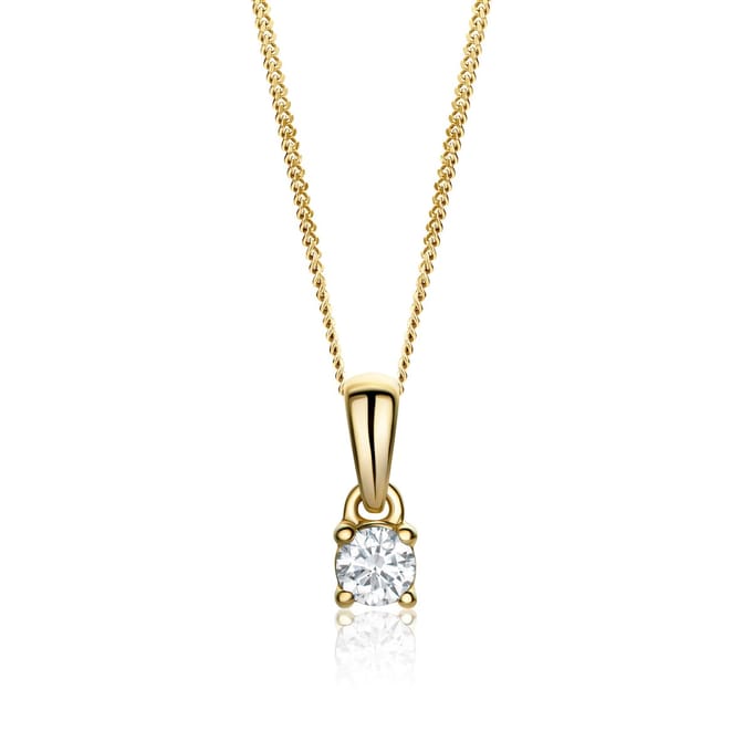 Miore Pure Collier Ketting Dames - 14 Karaat Goud - Met Diamanten - Met Hanger - 45 cm
