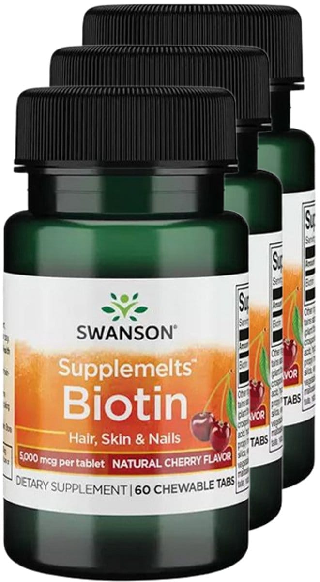 Swanson | Biotin 5000mcg | 60 chewable tablets | 3 stuks | 3 x 60 stuks
