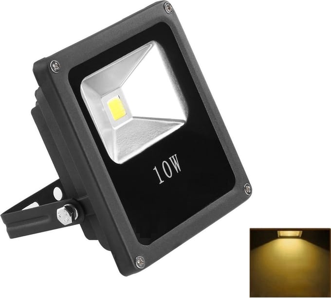 LED Bouwlamp / Schijnwerper - Geel Geel - 10 Watt - Plat - Buitenverlichting
