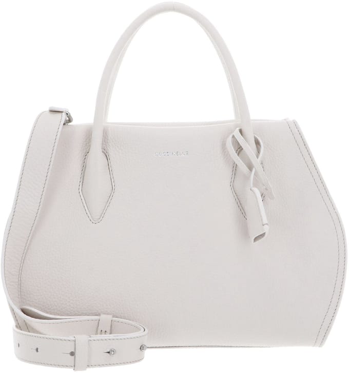 COCCINELLE Leren Schoudertas Handtas Lord Handbag Grained Leather Blanco Crème