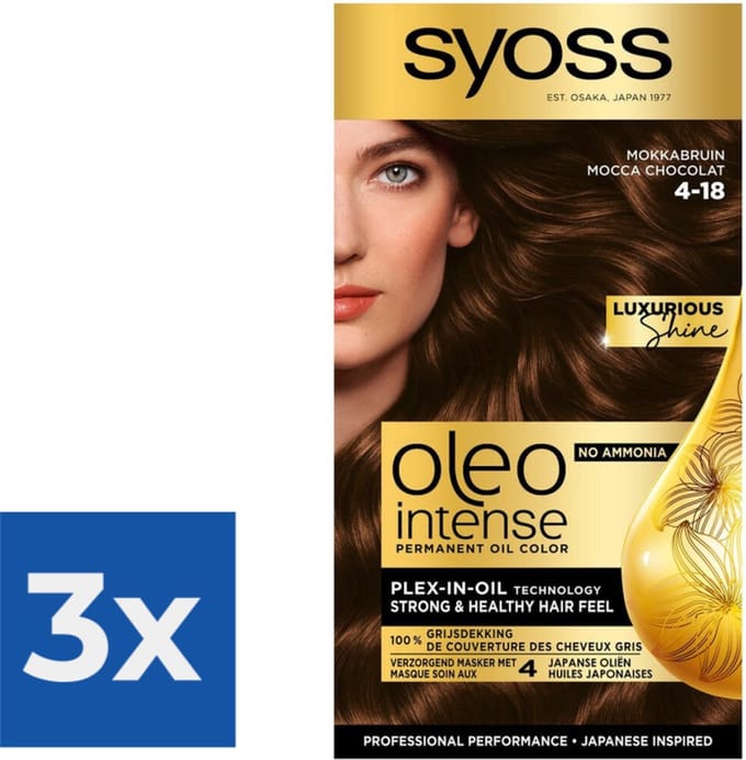 Syoss Oleo Intense - Haarverf - 4-18 - Mokka Bruin - 115ml x 3