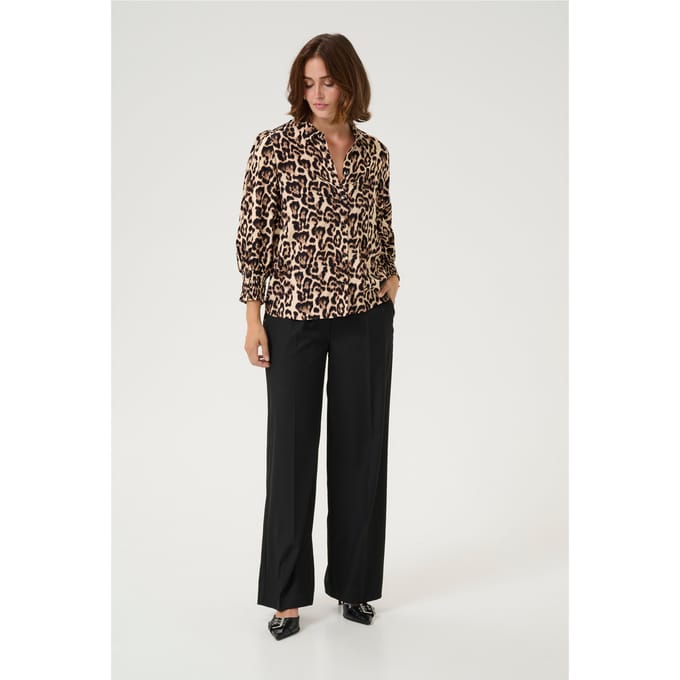 Overhemd met lang mouwen Regular fit Naturel Leopard Print