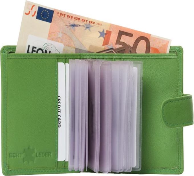 Pasjeshouder - Pasjeshouder mannen - Pasjeshouder vrouwen - Leer - Lichtgroen