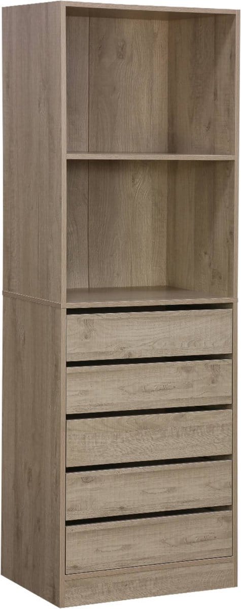 sweeek - Open kledingkast module vakken en 5 lades 60cm - modulo