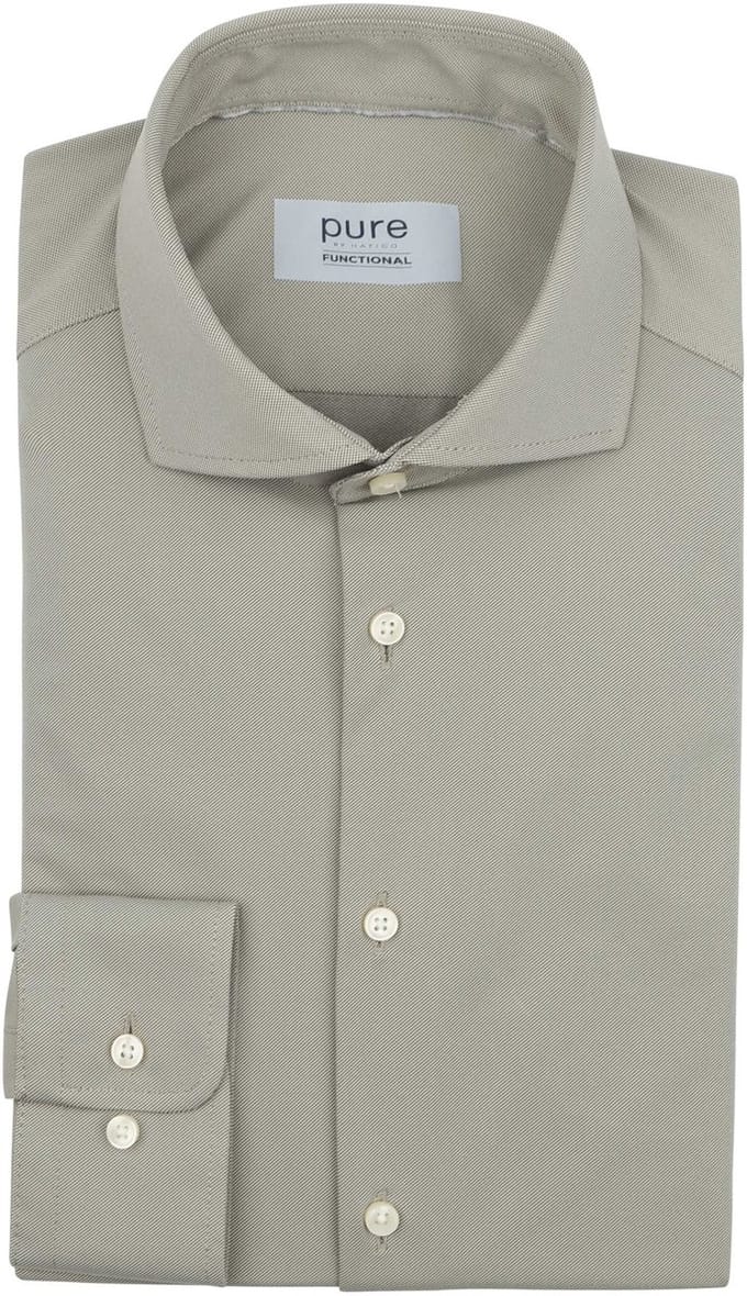 Pure Shirt Lichtbruin - Maat 38 - Heren - Overhemden Casual