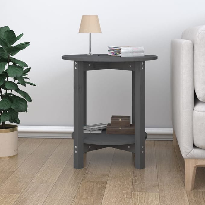 vidaXL - Salontafel - Ø - 55x60 - cm - massief - grenenhout - grijs