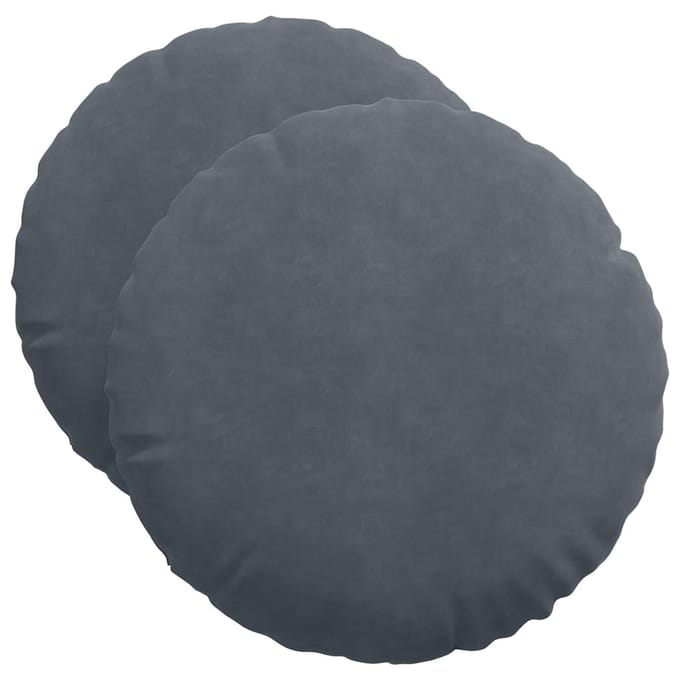 vidaXL - Zitkussens - 2 - st - Fluweel - Donkergrijs - Ø50 - x - 19 - cm