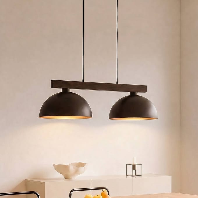 TK Lighting Hanglamp Oslo, bruin, 2-lamps, 83 cm lang, E27