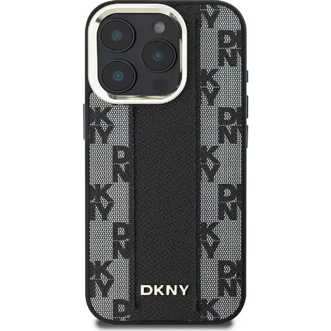 DKNY Checkered Pattern - iPhone 16 Pro Hoesje - MagSafe Compatibel - Zwart