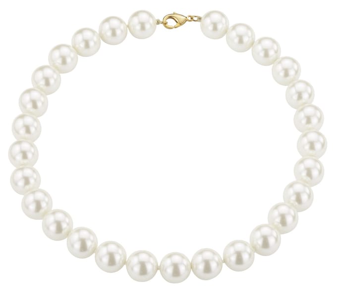 Traveller Parelcollier - Parelketting dames - Wit - 14 mm - 45 cm - Goudkleurig - 741445