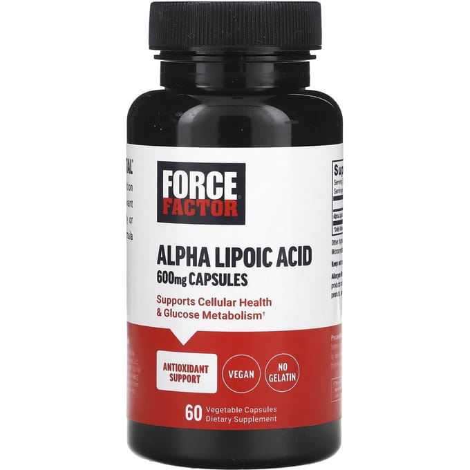 Force Factor, acide alpha-lipoïque, 600 mg, 60 gélules végétales
