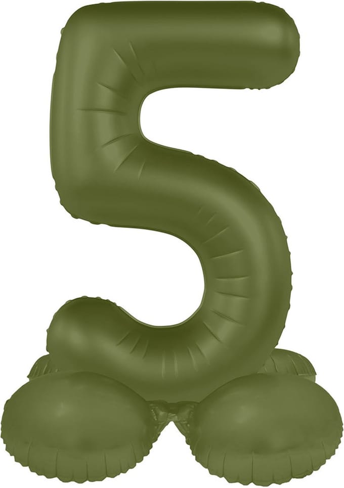 Staande Folieballon Cijfer 5 - Olive Green - Ultra Matt - 41 cm