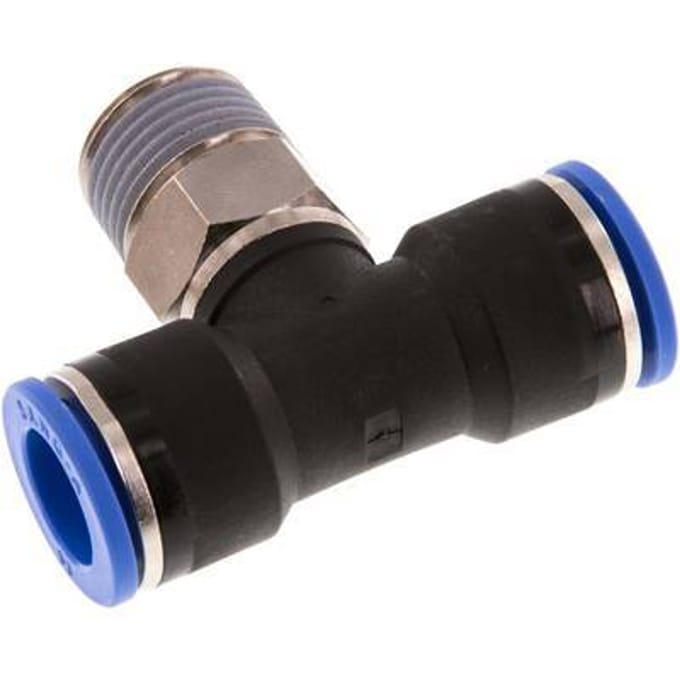 14mm x R1/2'' inline T-stuk Messing/PA 66 Insteekfitting Buitendraad Draaibaar NBR