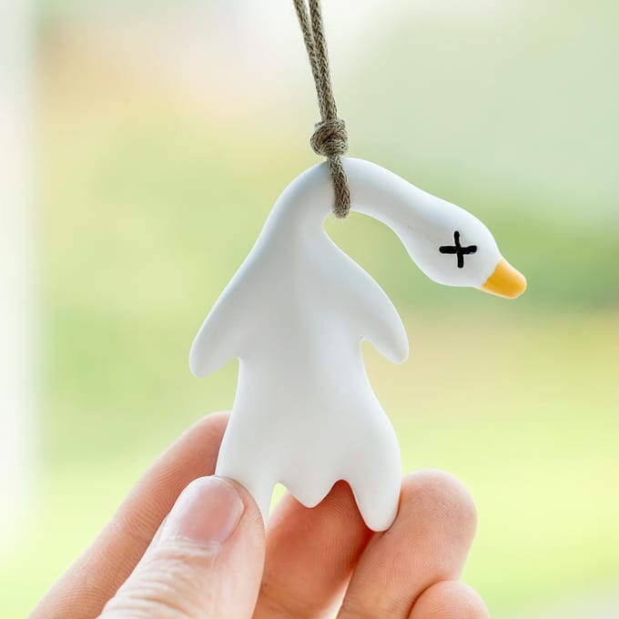Grappige schommelgans geroosterde witte geroosterde eend autohanger schommel eend auto hangende ornament voor autoproducten interieuraccessoires wit