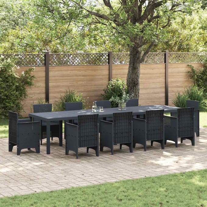 vidaXL Tuinstafel Antraciet 350 x 100 x 74 cm poly rattan