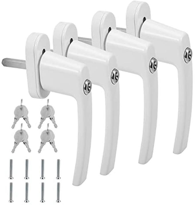 Afsluitbare aluminium raamgrepen met slot voor extra beveiliging, 4 stuks