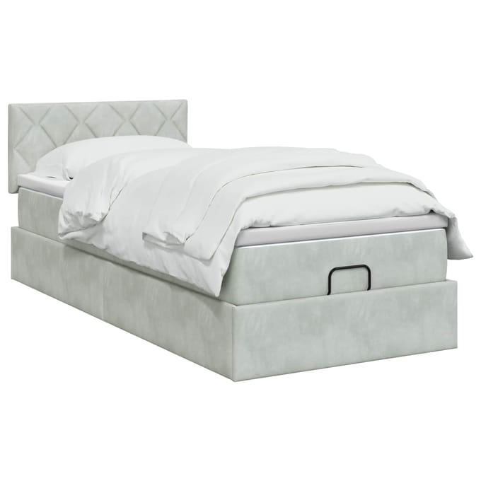vidaXL - Ottoman - bed - met - matras - Lichtgrijs - 100 - x - 200 - cm - Fluweel