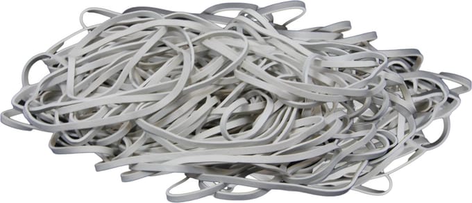 1 kg - Elastiek - wit - diameter 80mm - breedte 3mm - in zak - ca 850 stuks