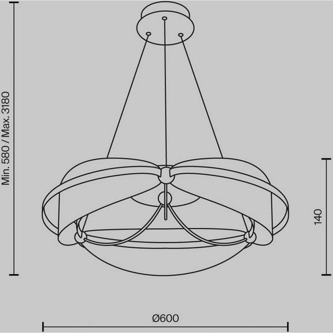 Maytoni LED hanglamp Breeze, Ø 60 cm, messing/helder, acryl
