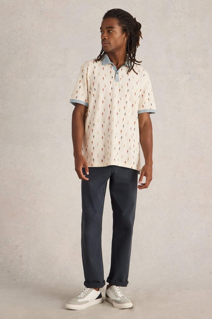 White Stuff Bike Printed Polo White Print Größe: S | Poloshirts Outlet | Herren | Weiß