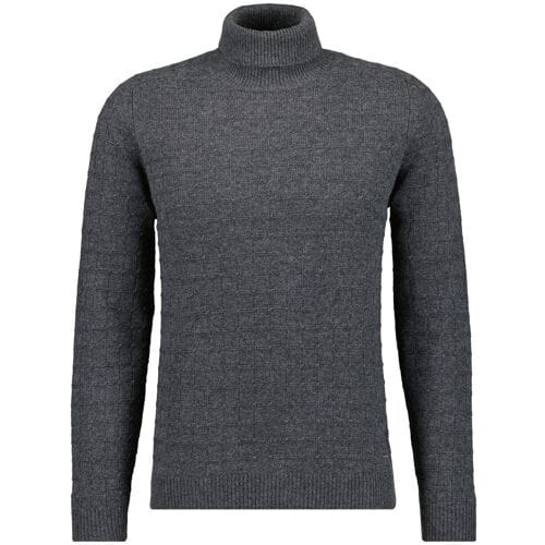 Ragman Trui Rollneck Structure Knit Merino Cashmere Antraciet / male