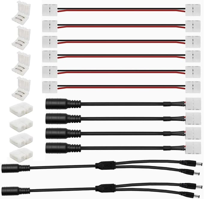 2-Pin LED Strip Connectors voor 8 mm Monochrome LED Strips, 20 Stuks, SMD 3528/2835, DC Aansluitkabels