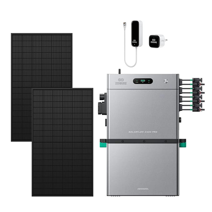 Zendure SolarFlow 2400 Pro - SolarFlow 2400 Pro & Slimme Meter P1 / 1*AB3000L (2.88 kWh) / 2*450W Bifacial Panel (1170Wp Max)