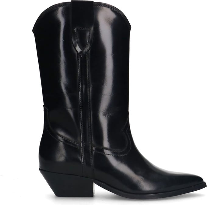 Sacha - Dames - Zwarte leren cowboylaarsjes - Maat 36