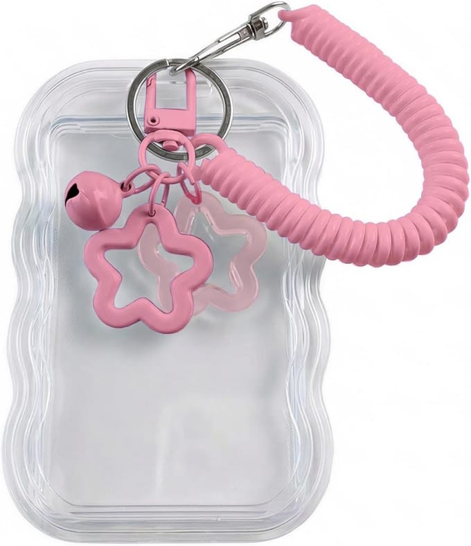 Fotokaarthouder - ID Pasjeshouder - Kaarten Tonen - Uittrekbaar Koord - 85x54 mm - Roze