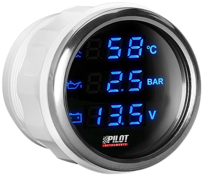 Zwarte digitale 3-in-1 manometer - 52mm