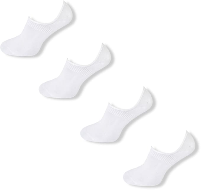 Basset Bamboe - Unisex Invisible Footies - 4-pack - Maat 43/46 - Wit