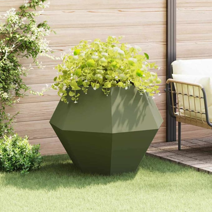 vidaXL Plantenbak Olijfgroen 100 x 100 x 80 cm Staal
