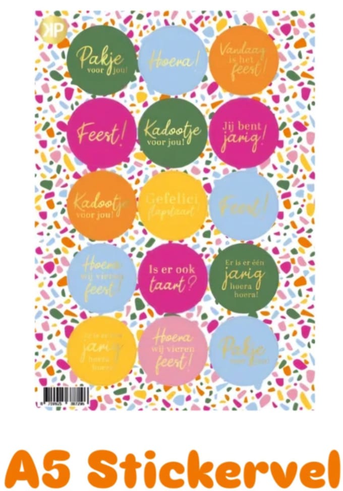 15 luxe Sticker- sluitsticker - Stickervel A5 - Terrazzo Color - stickers -